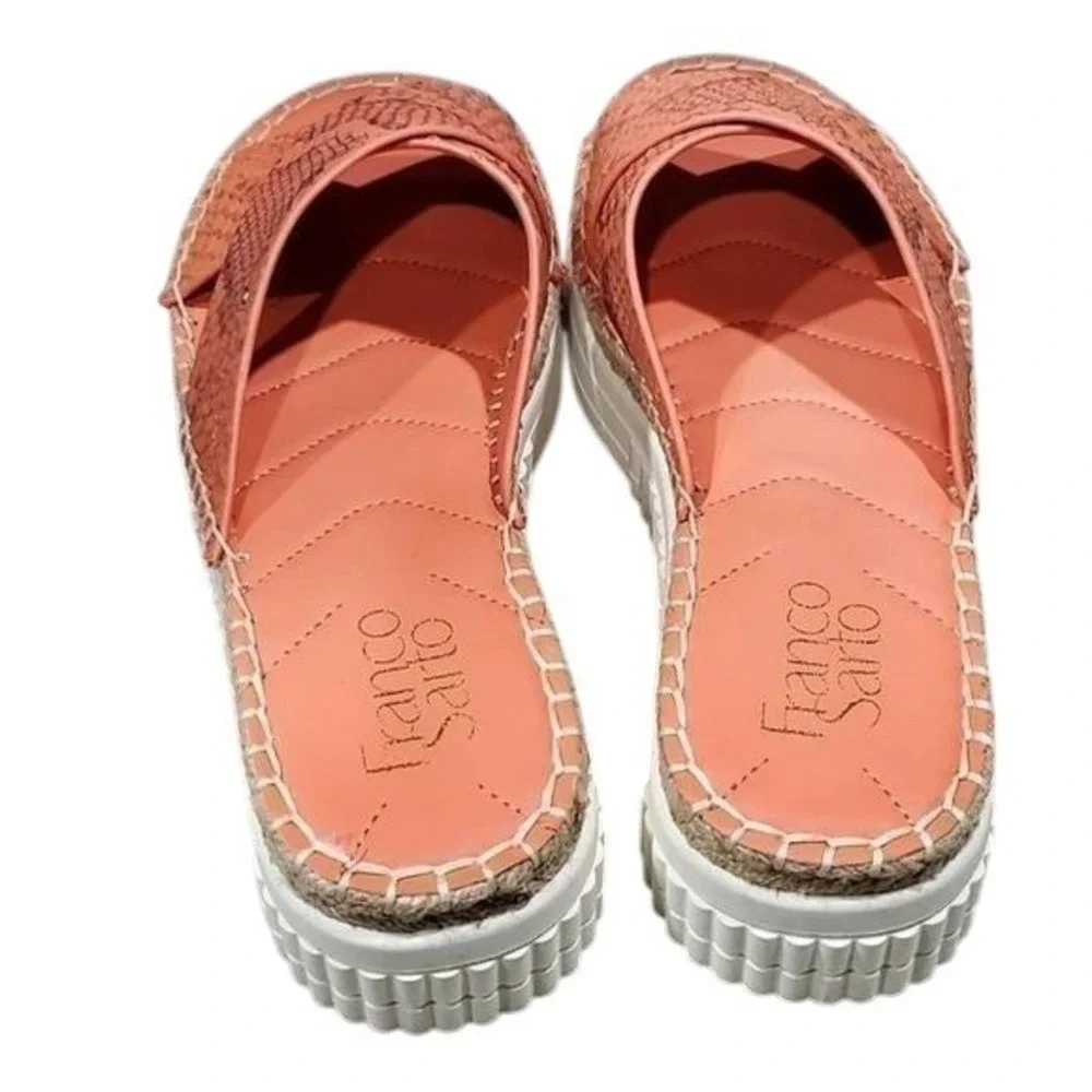 Franco Sarto Platform Espadrille Snake Print Crossover Slide Sandals Size‎ 7.5